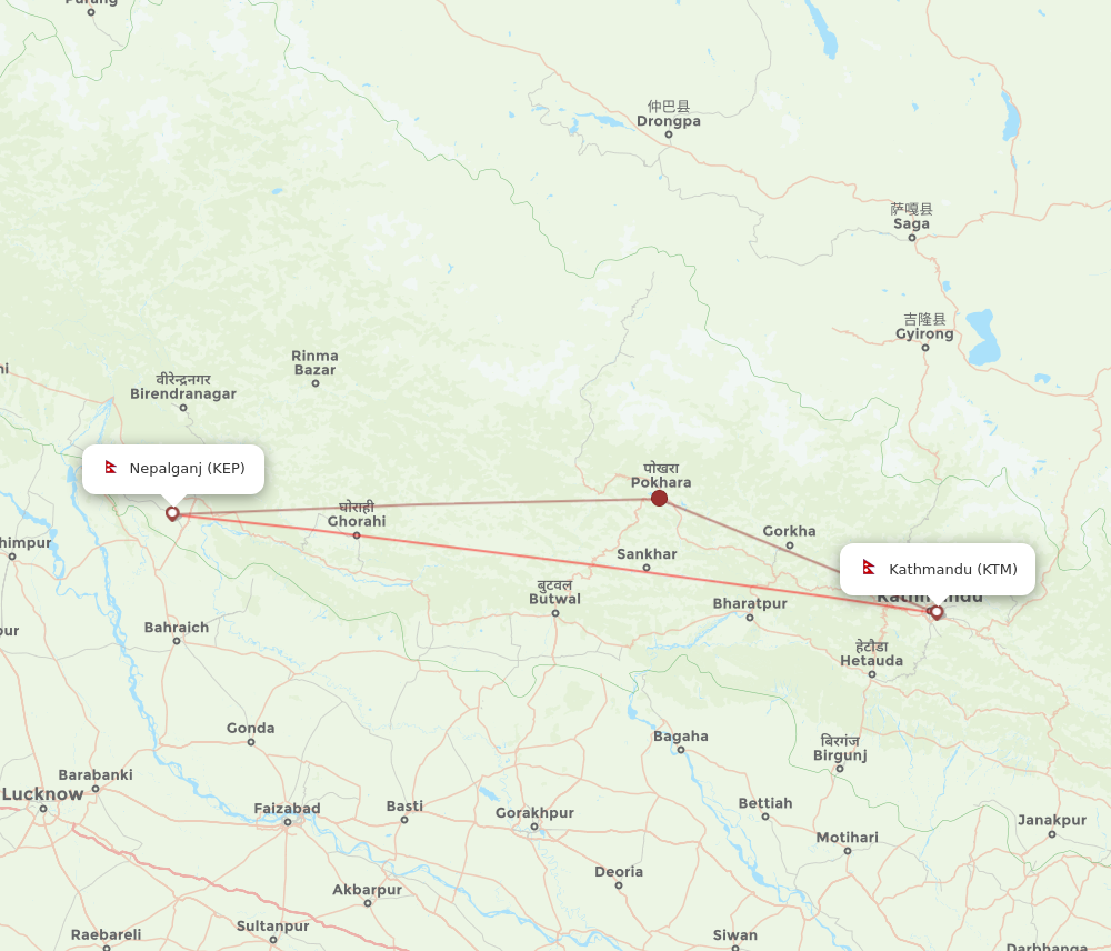 KEP to KTM flights and routes map