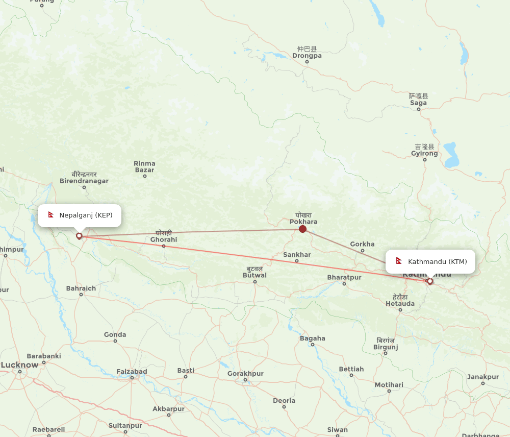 KEP-KTM flight routes