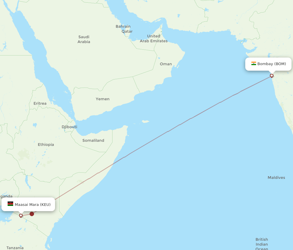 KEU-BOM flight routes