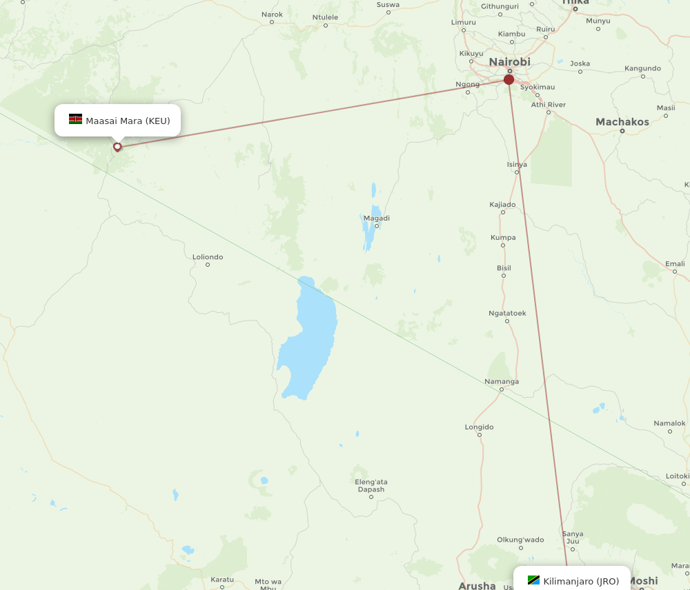 Kilimanjaro - Maasai Mara route map and flight paths