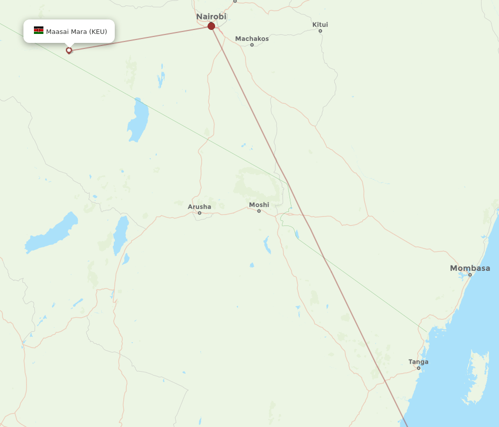 KEU to ZNZ flights and routes map