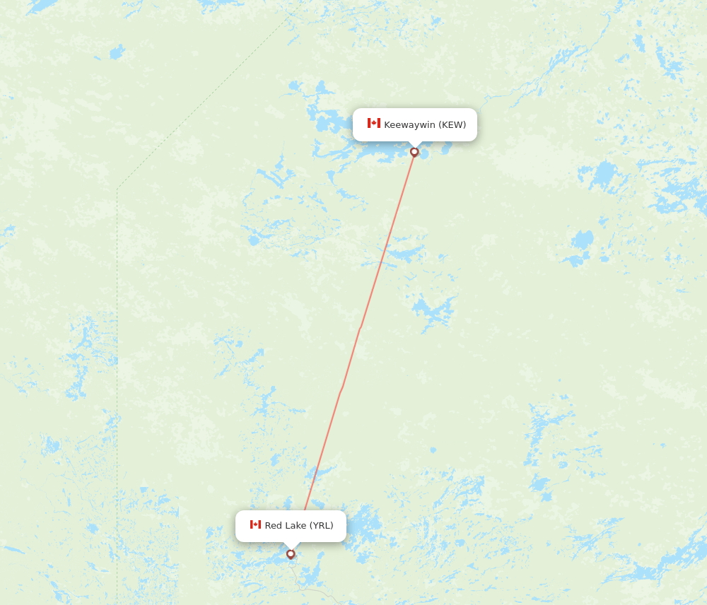 KEW to YRL flights and routes map