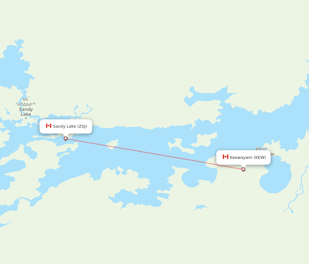 KEW to ZSJ flights and routes map