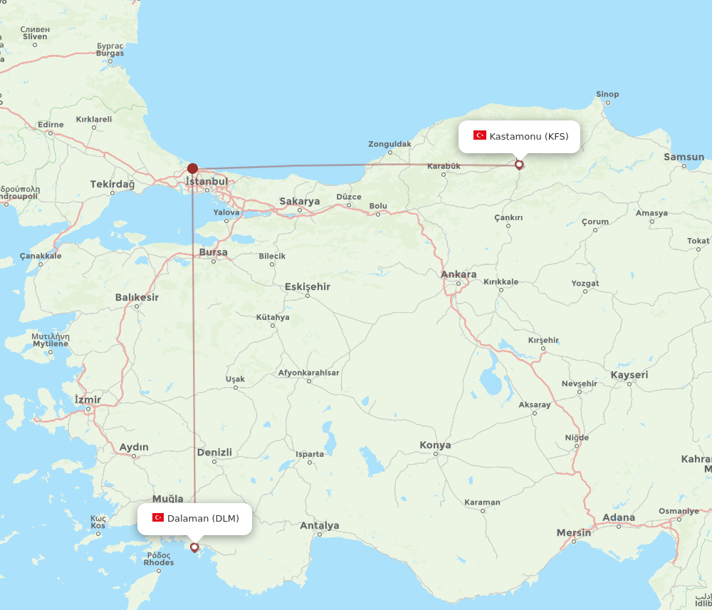 KFS-DLM flight routes