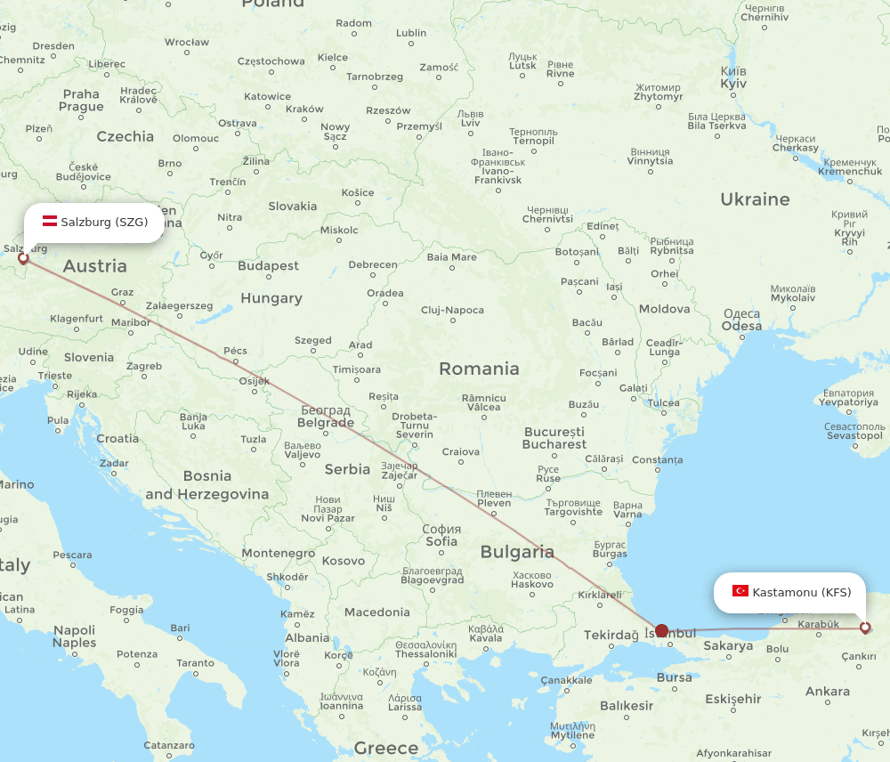 SZG to KFS flights and routes map