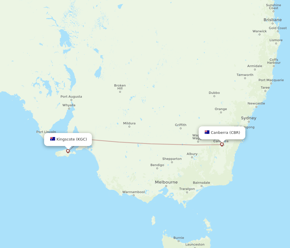 KGC-CBR flight routes