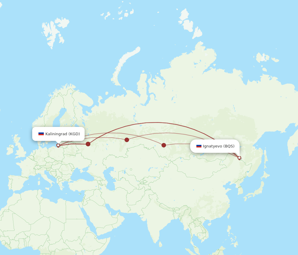 KGD-BQS flight routes