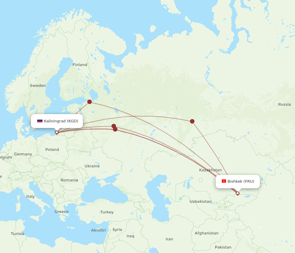 KGD to FRU flights and routes map