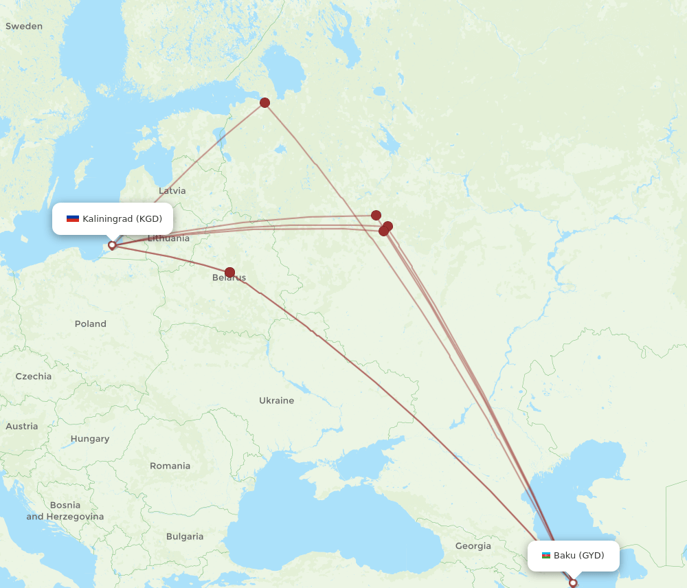 KGD-GYD flight routes