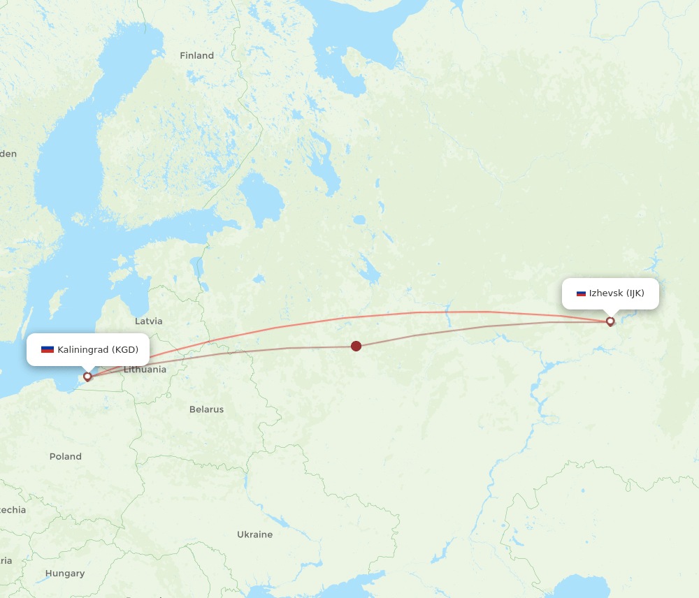 KGD to IJK flights and routes map