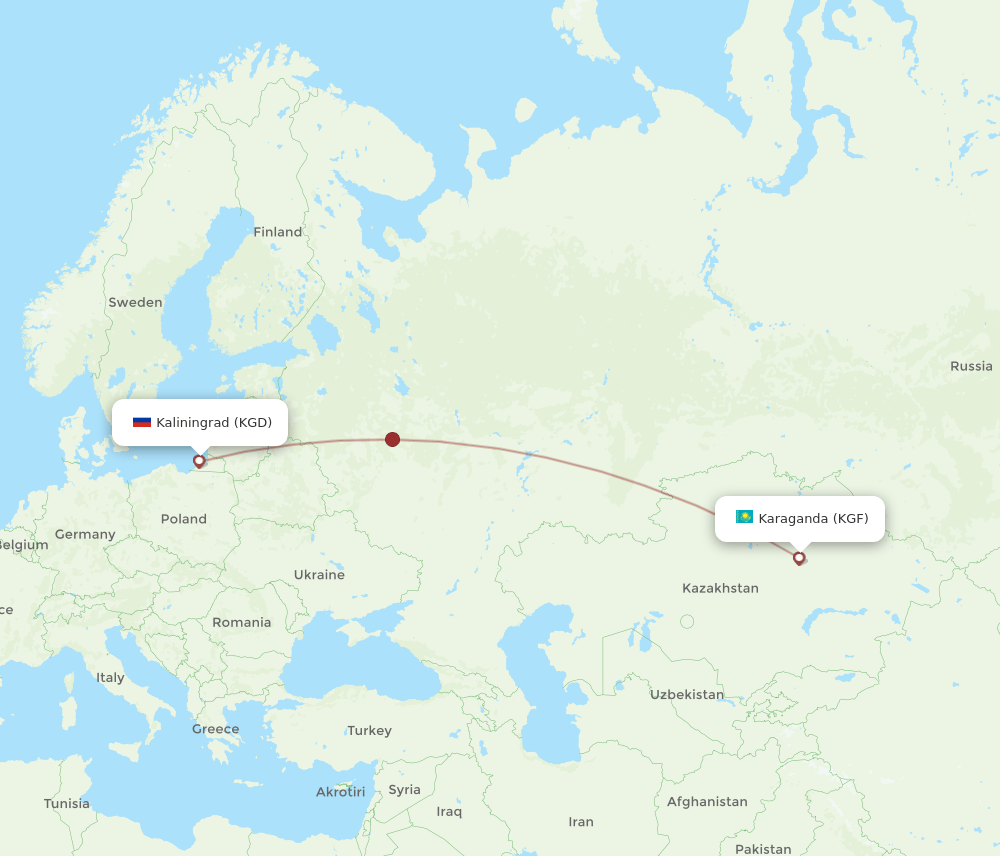 KGD-KGF flight routes
