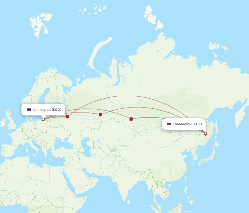 KGD-KHV flight routes