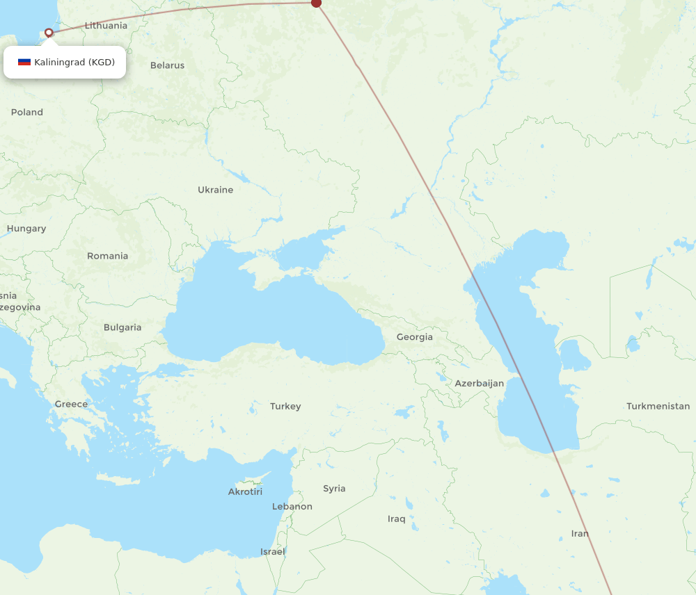 MCT to KGD flights and routes map