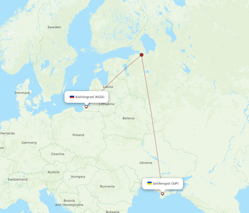 KGD to SIP flights and routes map