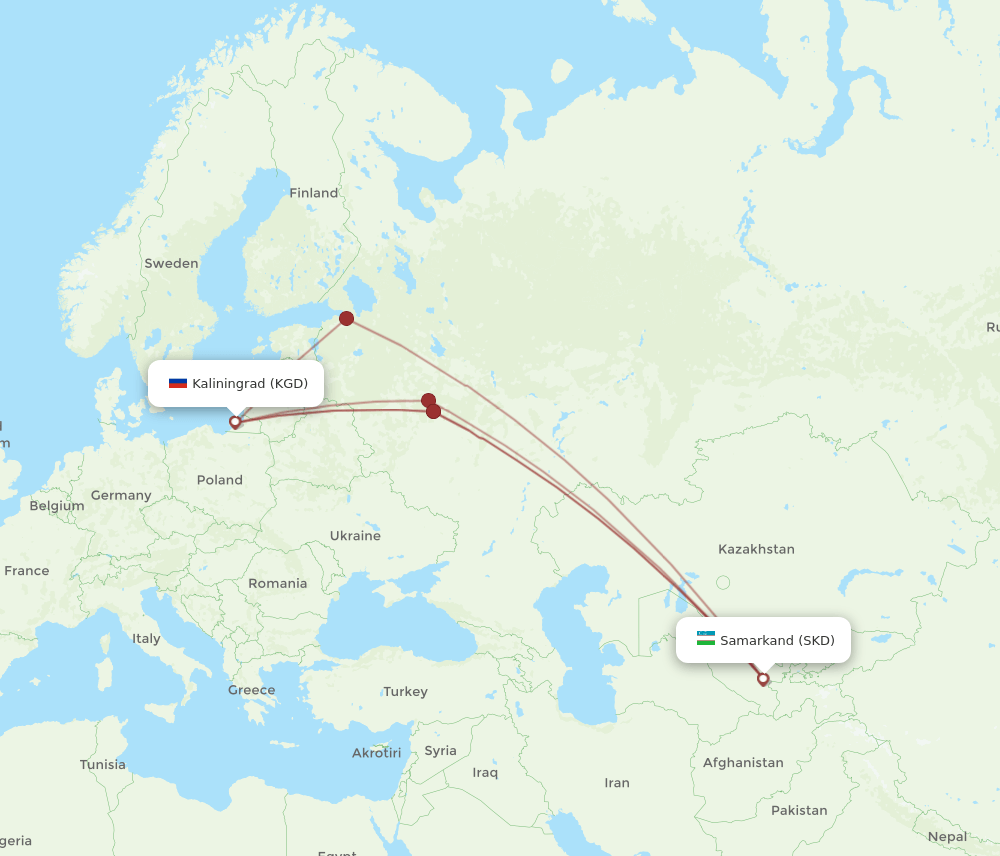 KGD-SKD flight routes
