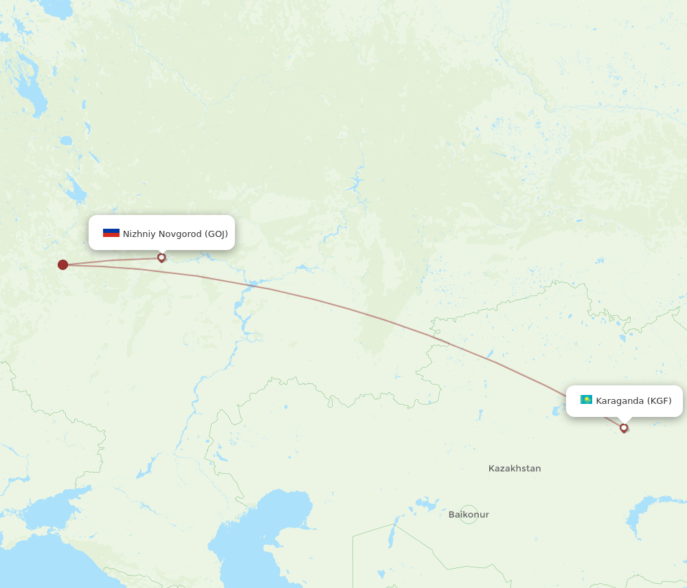 KGF-GOJ flight routes