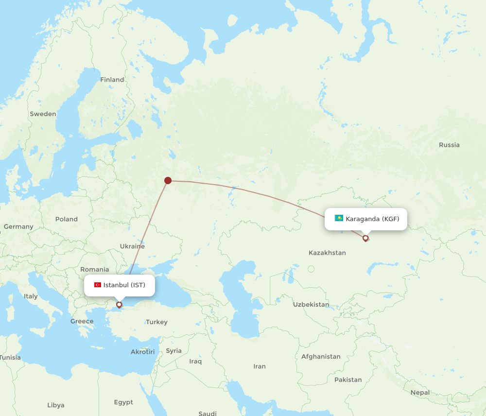 KGF-IST flight routes