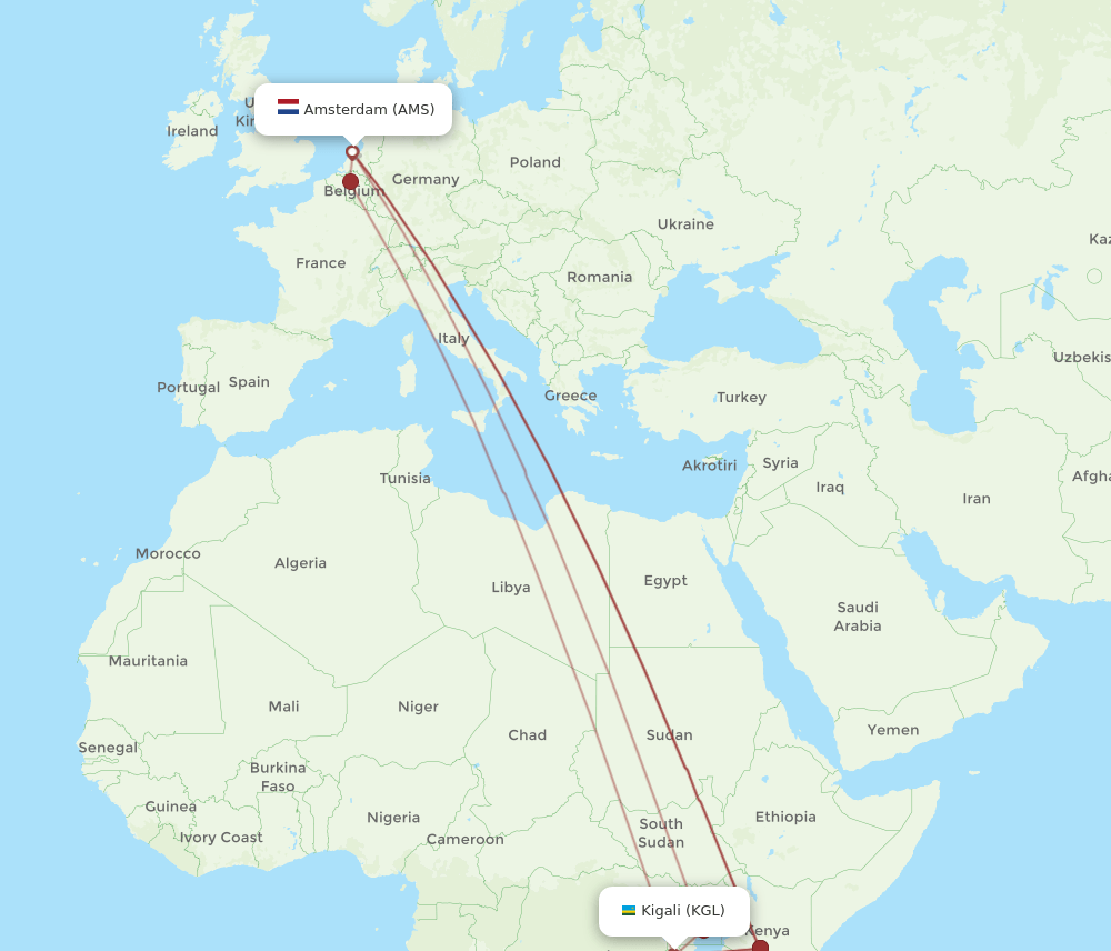 KGL-AMS flight routes