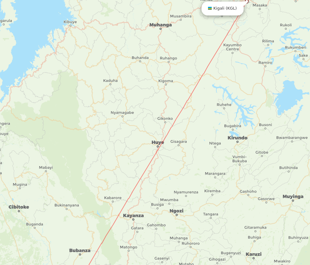 KGL to BJM flights and routes map