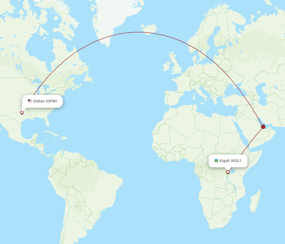 KGL-DFW flight routes