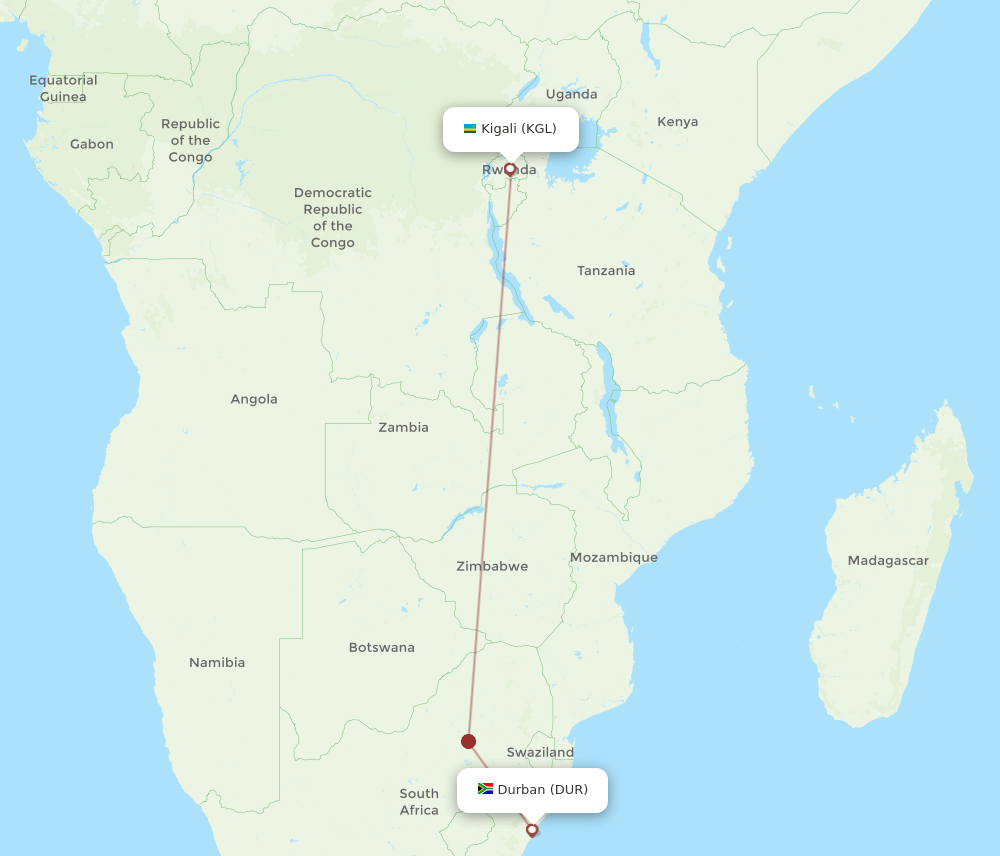 KGL-DUR flight routes