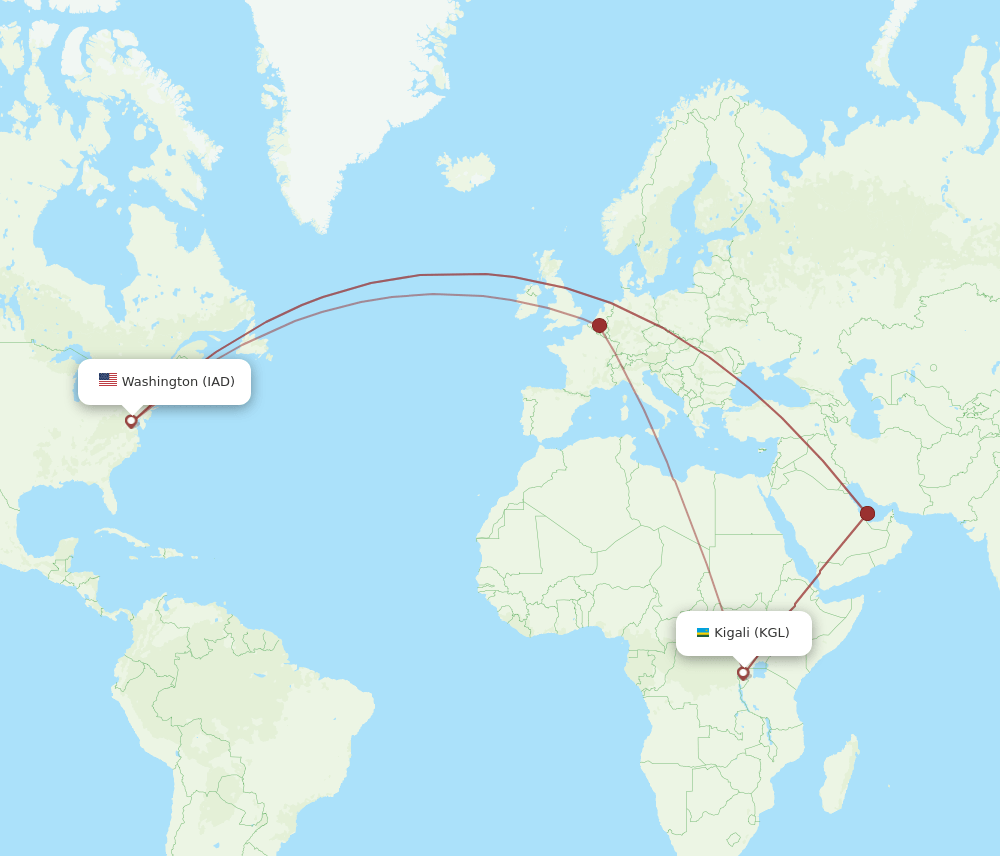 KGL-IAD flight routes