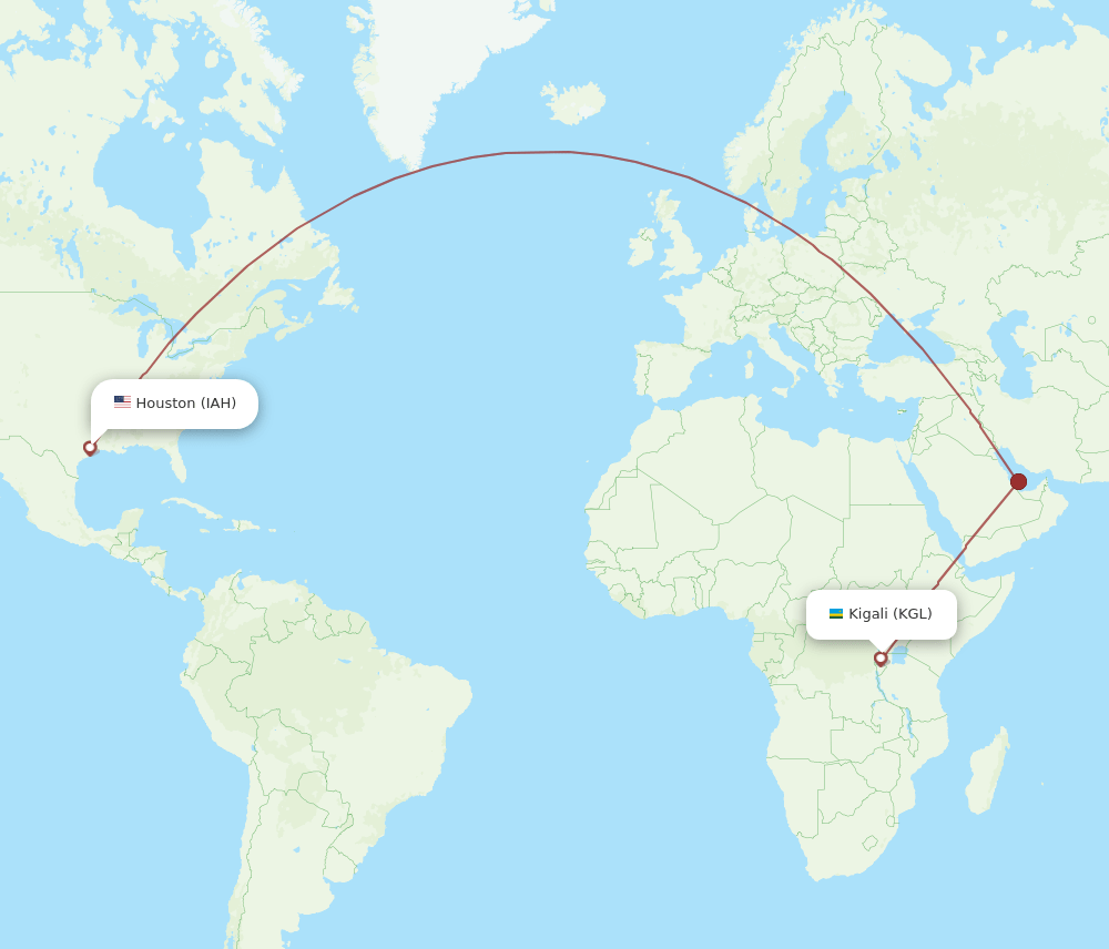KGL to IAH flights and routes map