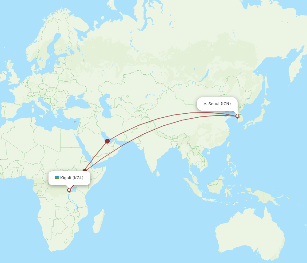 KGL-ICN flight routes