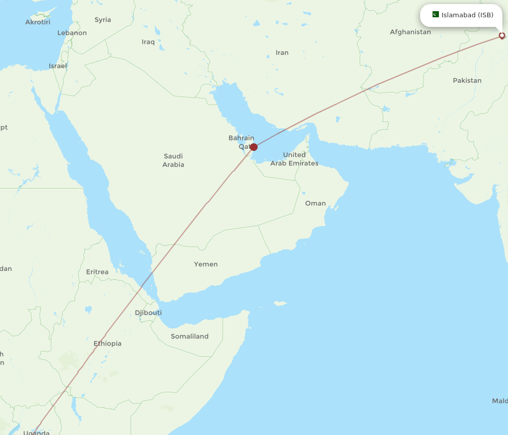 KGL to ISB flights and routes map