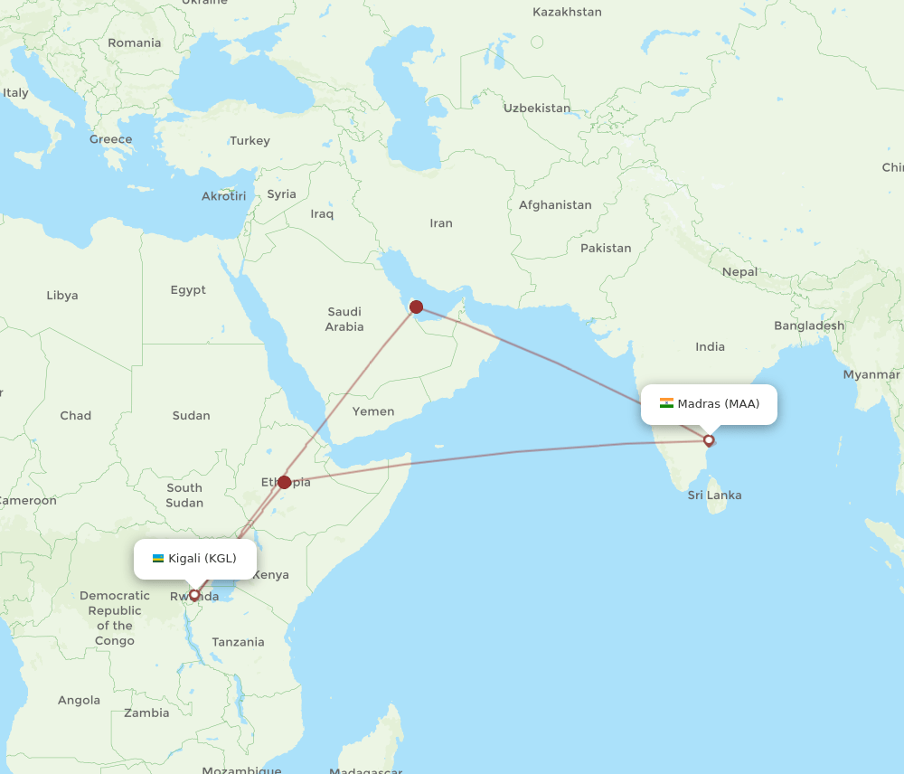 KGL-MAA flight routes