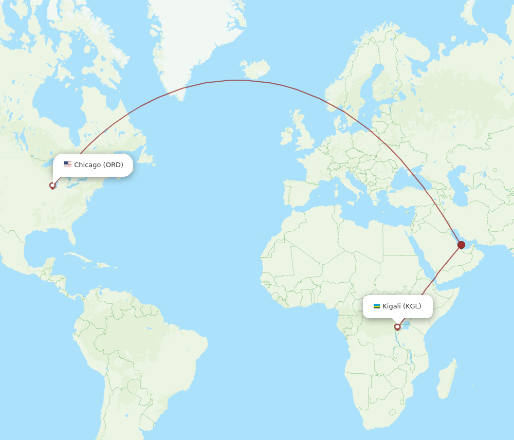 KGL-ORD flight routes