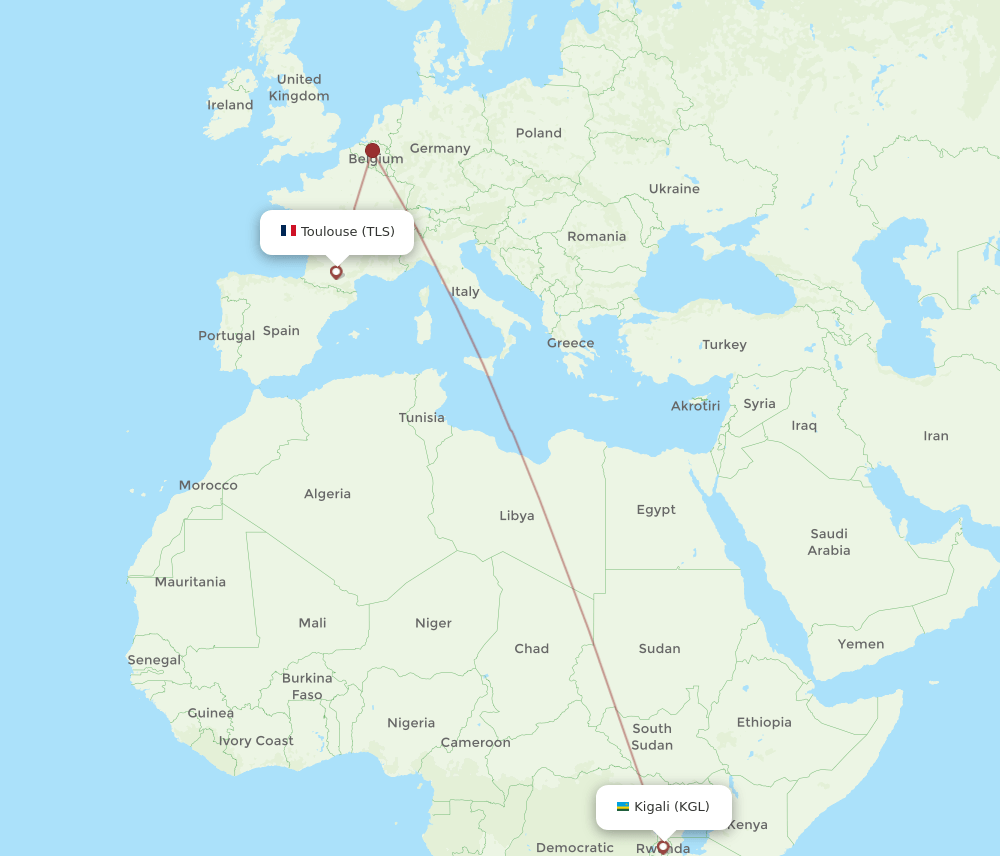 KGL-TLS flight routes
