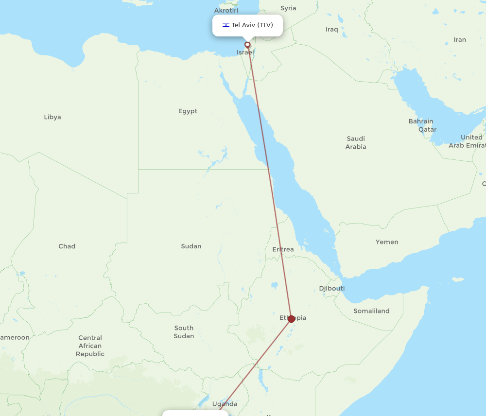 KGL to TLV flights and routes map