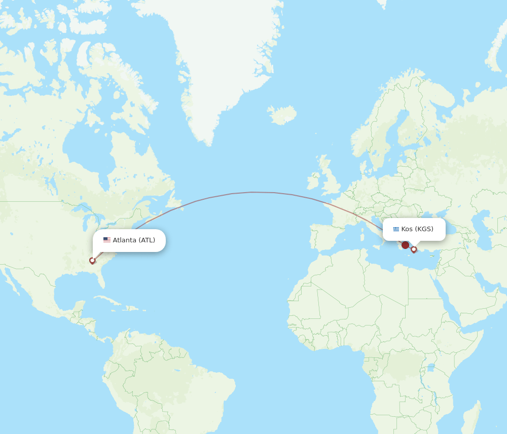 KGS-ATL flight routes