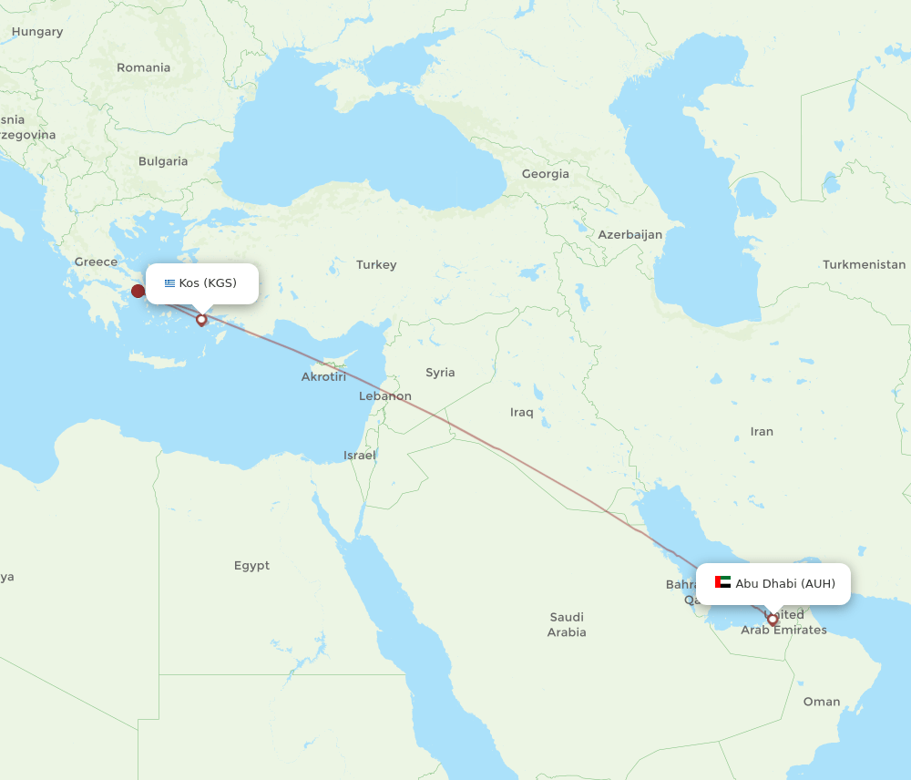KGS-AUH flight routes