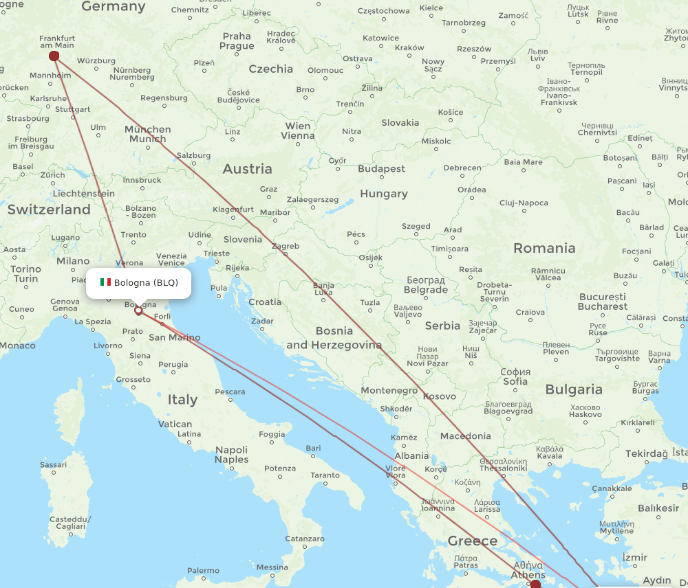 KGS to BLQ flights and routes map