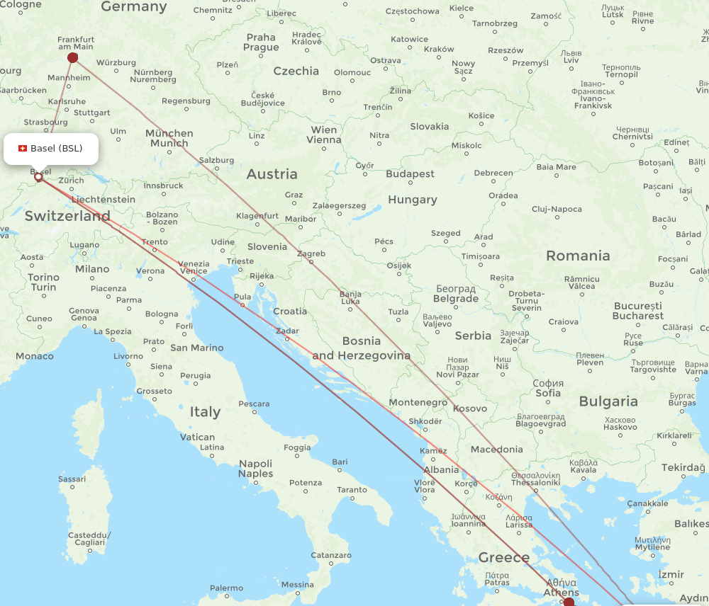 KGS to BSL flights and routes map