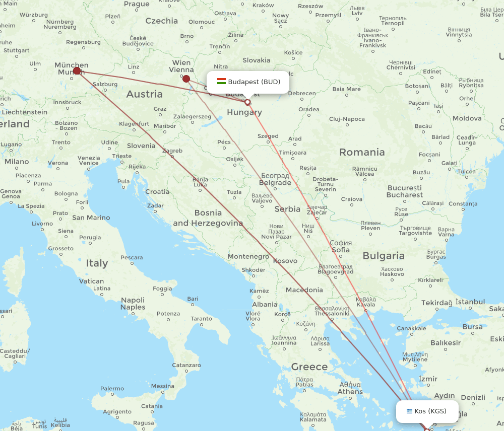 KGS-BUD flight routes