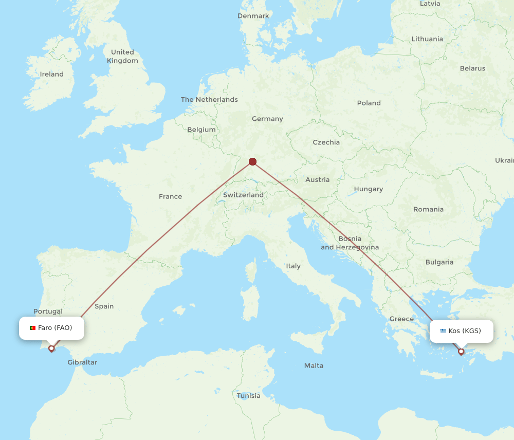 KGS-FAO flight routes