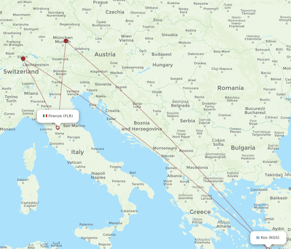 KGS-FLR flight routes