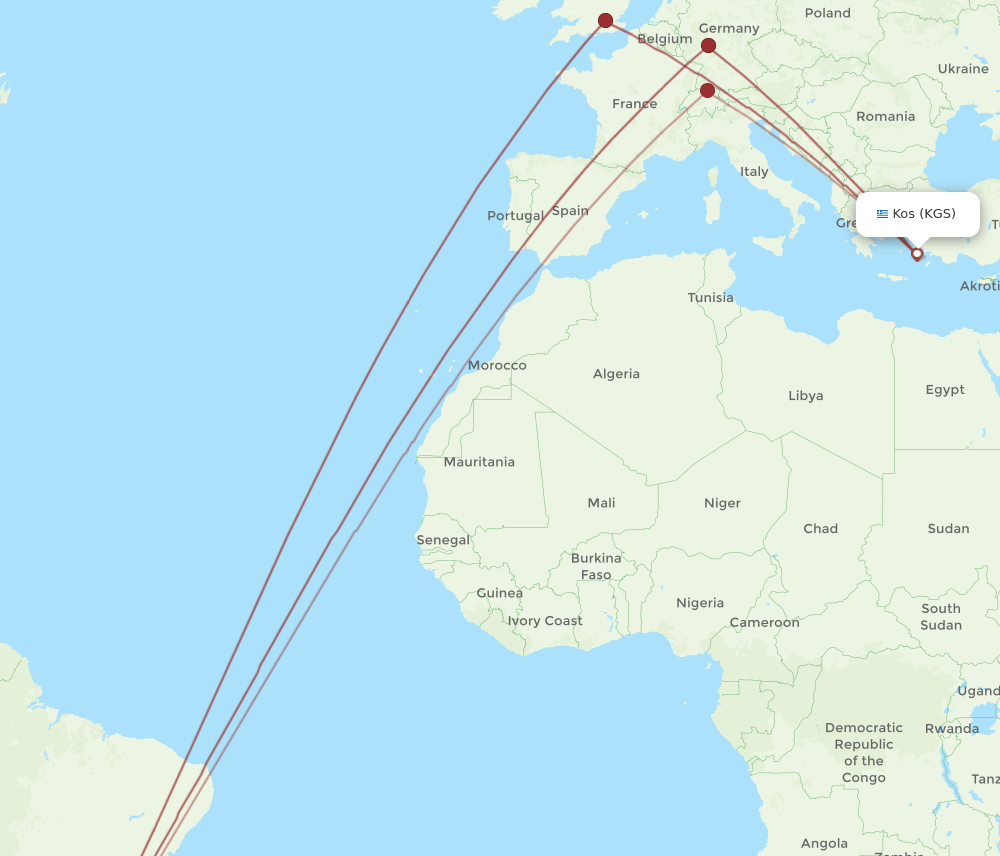 KGS-GRU flight routes