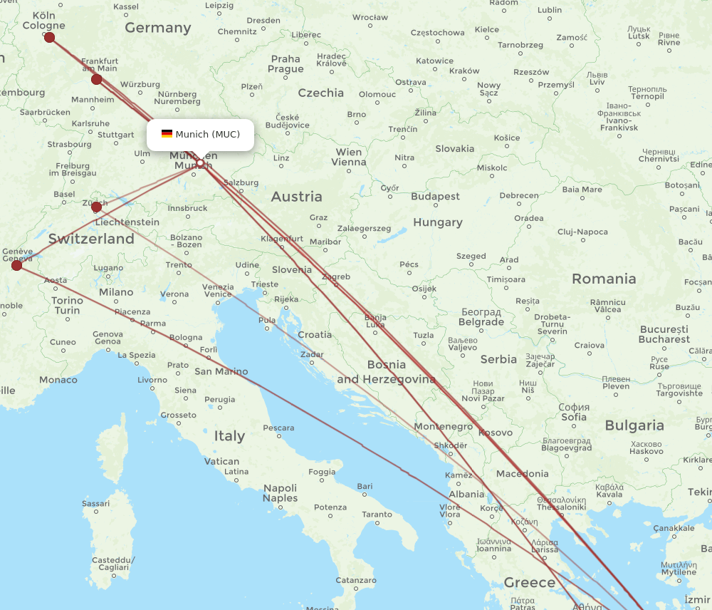 KGS-MUC flight routes