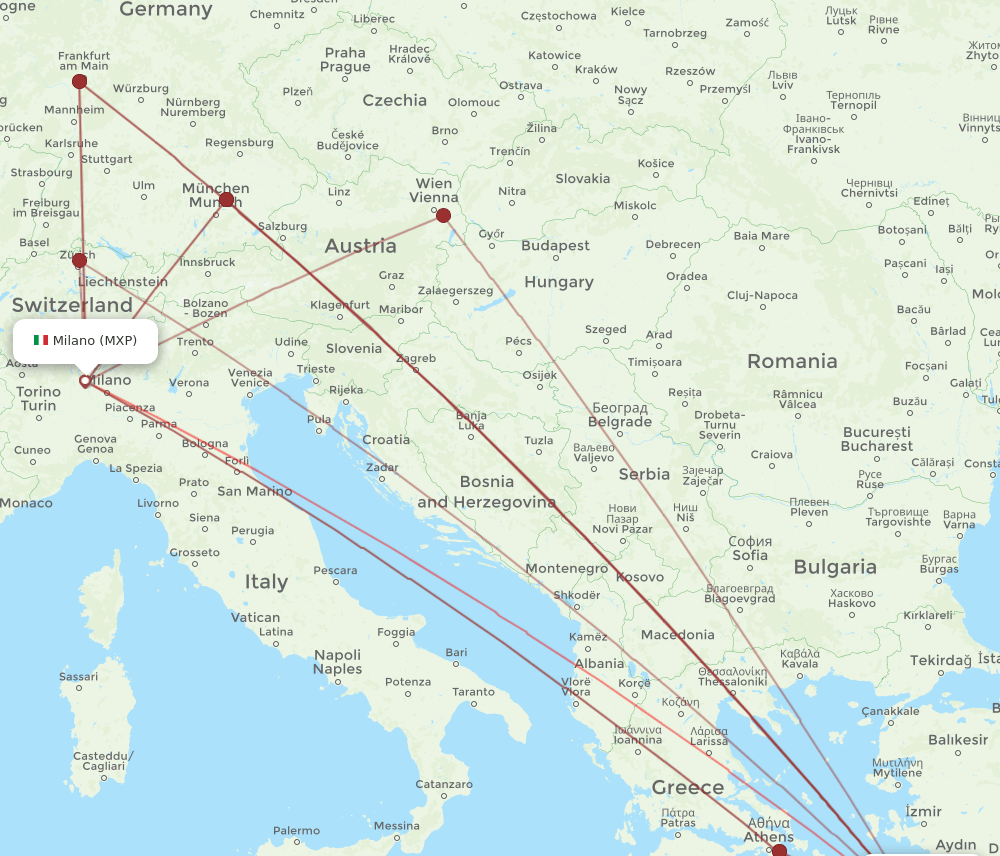 KGS to MXP flights and routes map