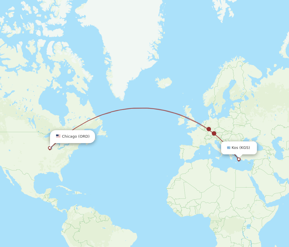 KGS-ORD flight routes