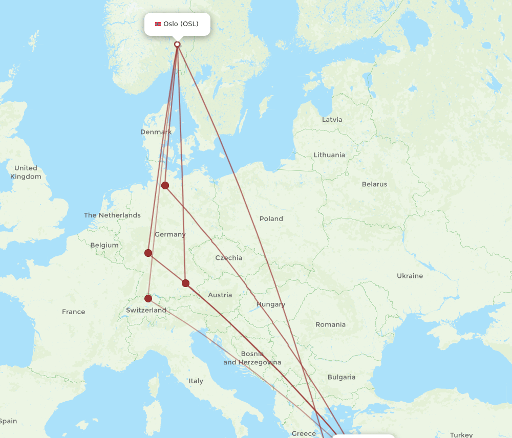 KGS to OSL flights and routes map