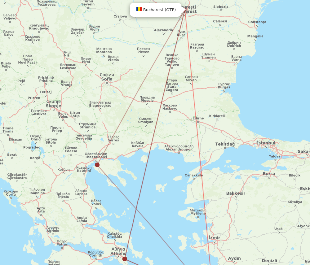 KGS to OTP flights and routes map