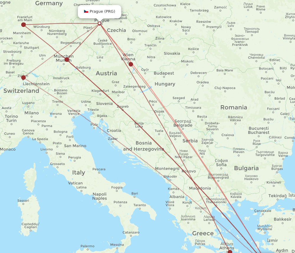 KGS to PRG flights and routes map