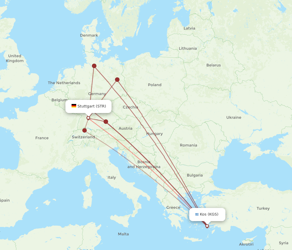 KGS to STR flights and routes map