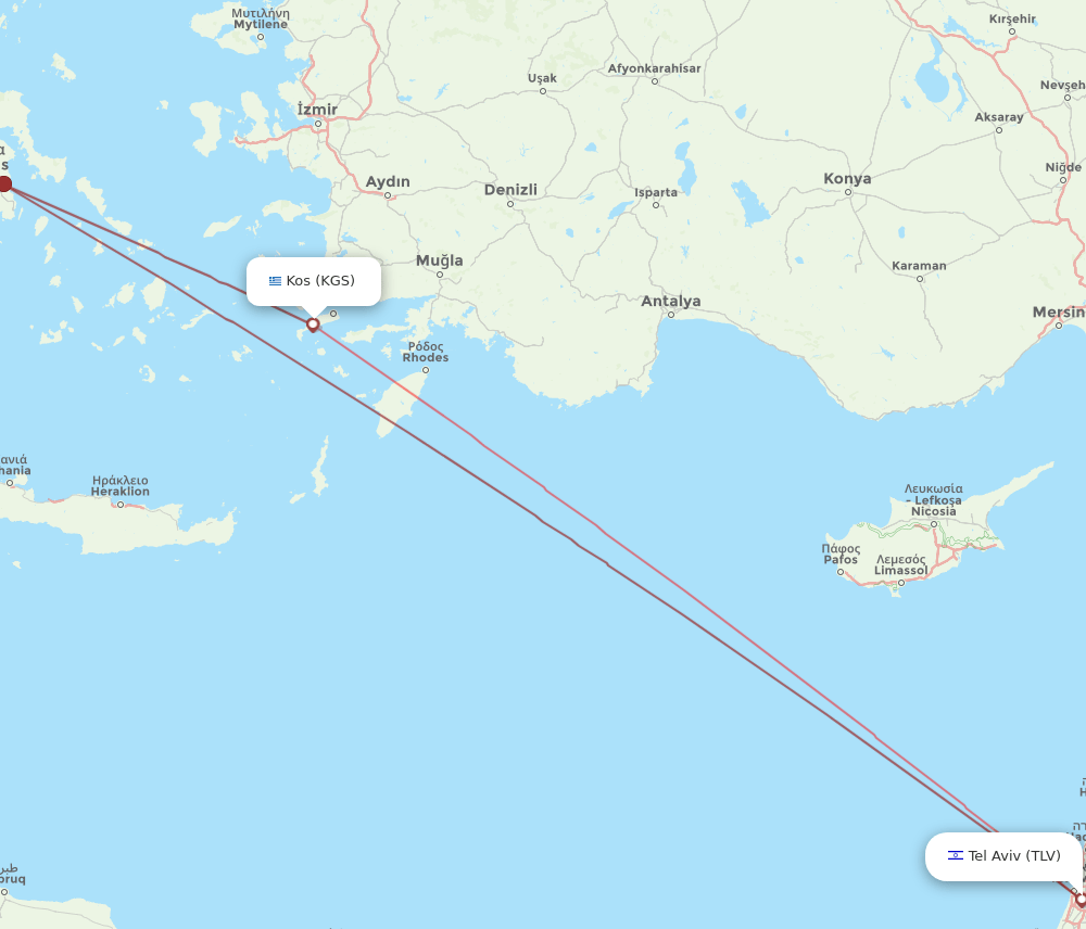 KGS to TLV flights and routes map