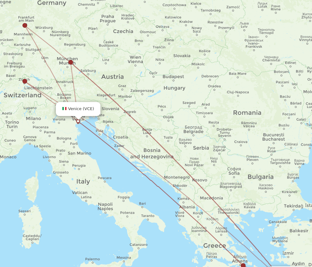 KGS to VCE flights and routes map